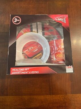 Disney Pixar Cars 3 Piece Dinnerware Set Kids Melamine Zak Designs New